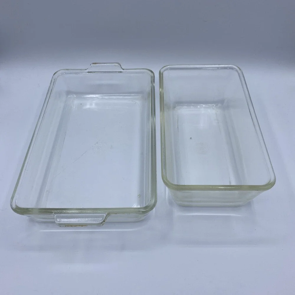 Pyrex Unisex 2pc Bakeware Set Clear Glass Vintage Casserole and Loaf Pan